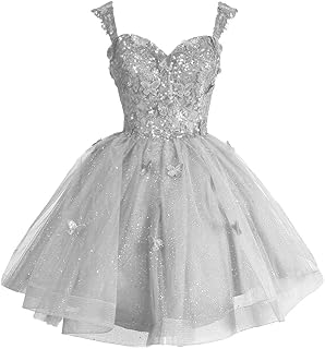 Fanciest Off Shoulder Glitter Tulle Homecoming Dresses for Teens 3D Butterfly Short Prom Dress Sequin Quinceanera Dresses