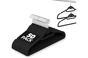 Velvet Hangers 50 Pack, Cascading Ultra Thin Black Non-Slip Clothes Hanger Organizer...