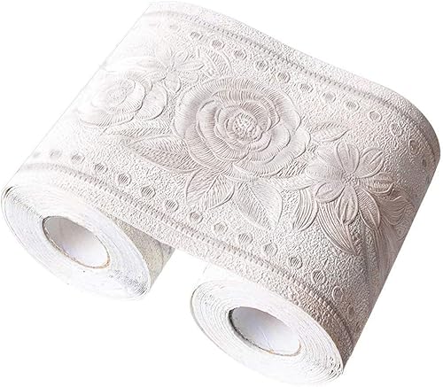 Creation Core - Cenefa autoadhesiva e impermeable para pared con diseño 3D de mosaicos, 4.2 x 196.8 pulgadas, Blanco