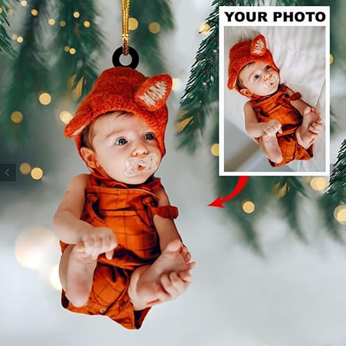 Miniatura 2 de Adorno de mica con foto personalizada, personaliza tu foto, regalo para bebé, adorno de primera Navidad para bebé, adorno de bebé, adorno de fotos,