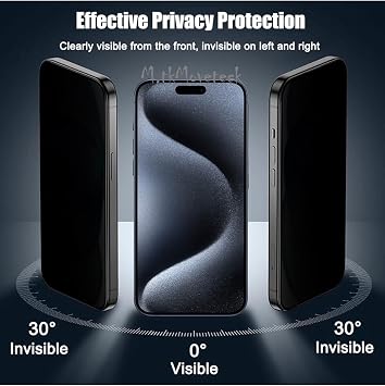 m.tk moveteck iPhone 15 Pro ile Uyumlu Mat Hayalet Ekran Koruyucu, Seramik Esnek Cam, Privacy, Tam Kaplar
