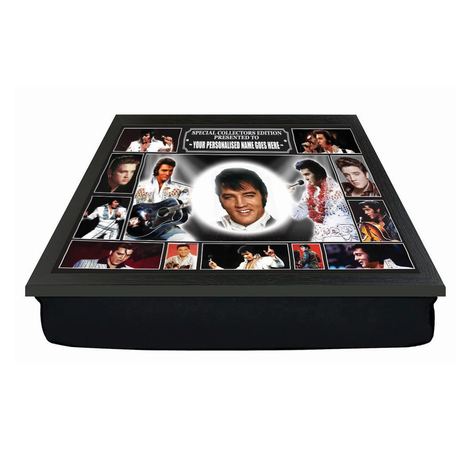 Personalised Presley King of Rock n Roll Lap Tray with Cushion | Name Print