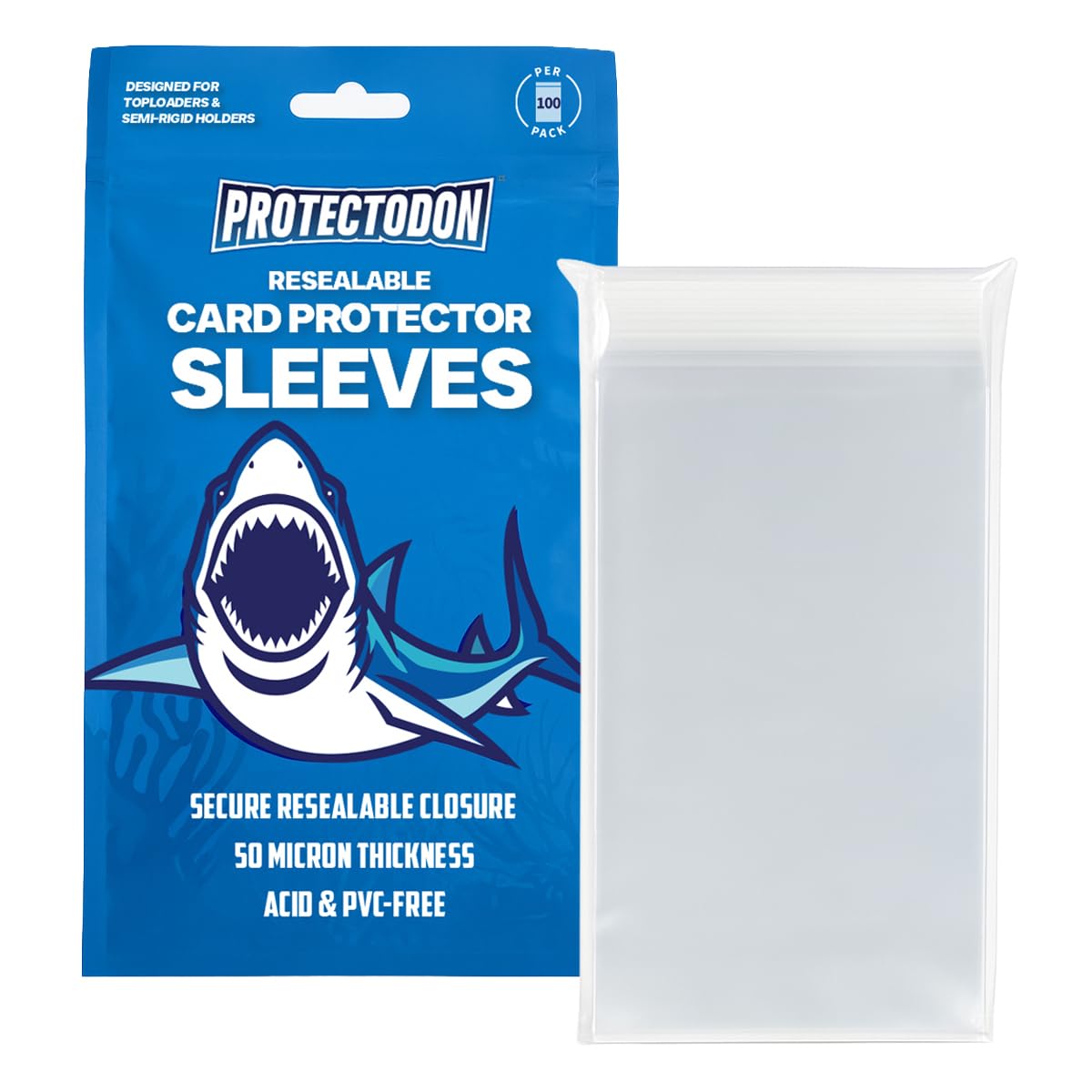 Protectodon Resealable Card Protector Sleeves (Team Bags) 100pcs, Crystal Clear