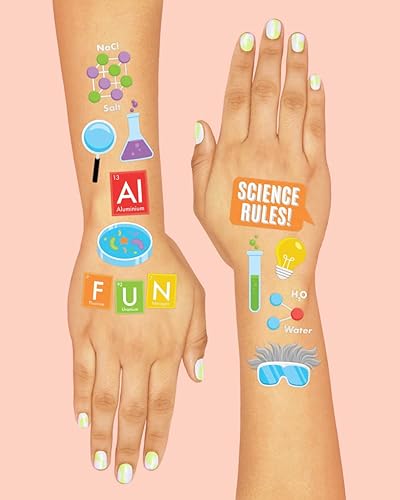 Miniatura 4 de xo, Fetti Science Party - Tatuajes temporales - 62 estilos de lámina plateada  Suministros para fiestas de cumpleaños científicos locos del futuro,