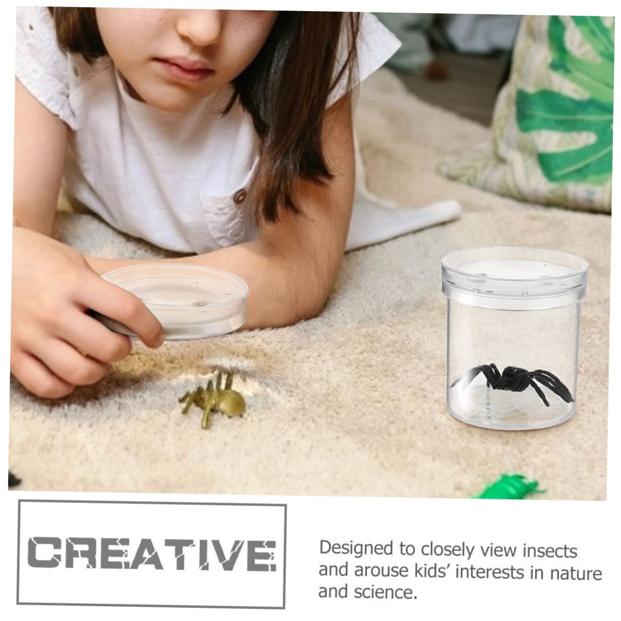 Cabilock Caja de Observación de Insectos Lupa, Plástico Portátil, 15 Piezas, Rejillas de Medición y Orificios de Ventilación para Niños | Rejillas de Medición, Orificios para Renovación de Aire, para Minerales y Pequeños Artrópodos