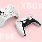 DLseego Chat & Le mauvais lapin 4PCS Prises de main pour Xbox One PS5 PlayStation4 DualSense Commutateur Pro Contrôleur sans fil Deck vapeur, silicone doux anti-dérapant bouton de la carte japonaise 3D Couverture de joystick