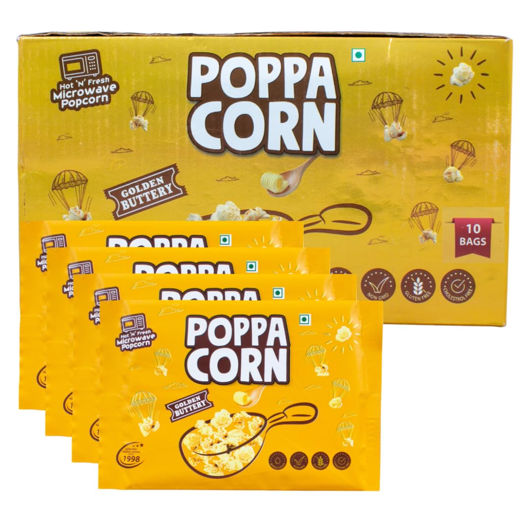 POPPACORN Microwave Popcorn 100gX10 Pouches,Premium Freshness Popcorn, 1000gm, Pack of 10 (1000g, Golden Buttery) (B0D9W1PNT6) Amazon Price History, Amazon Price Tracker