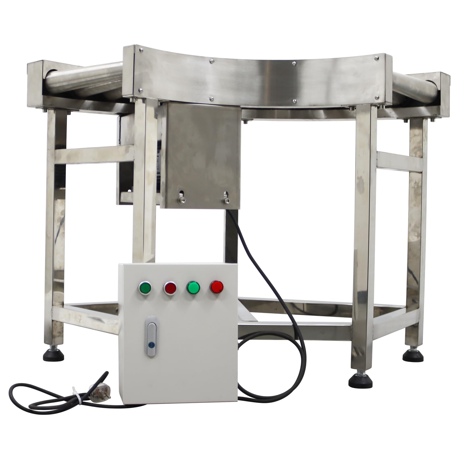 WYDDDARY 90 °Change Direction Roller Conveyor 11.8inch Roller Width Stainless Steel Roller Conveyor Speed Adjustable Transport Conveyor 110V