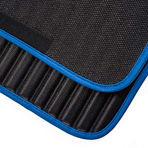 Car Pass Universal Fit Leather 4Pcs Car Floor Mat,Front And Rear Mats Set,Fit For Suvs,Trucks,Sedans,Vans,Set Of 4((Black And Blue) #TOP6