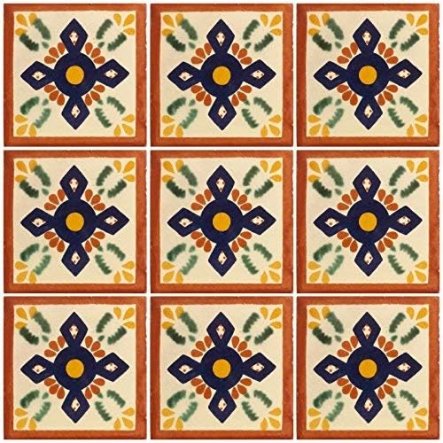 Ceramic Talavera Mexican Tile 4x4, 9 Pieces (NOT Stickers) A1 Export Quality! EX-409