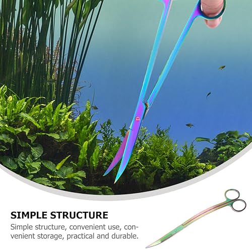 Miniatura 4 de POPETPOP Tijeras de acuario de acero inoxidable para plantas de acuario, herramientas de paisajismo, tijeras onduladas, herramientas de acuario