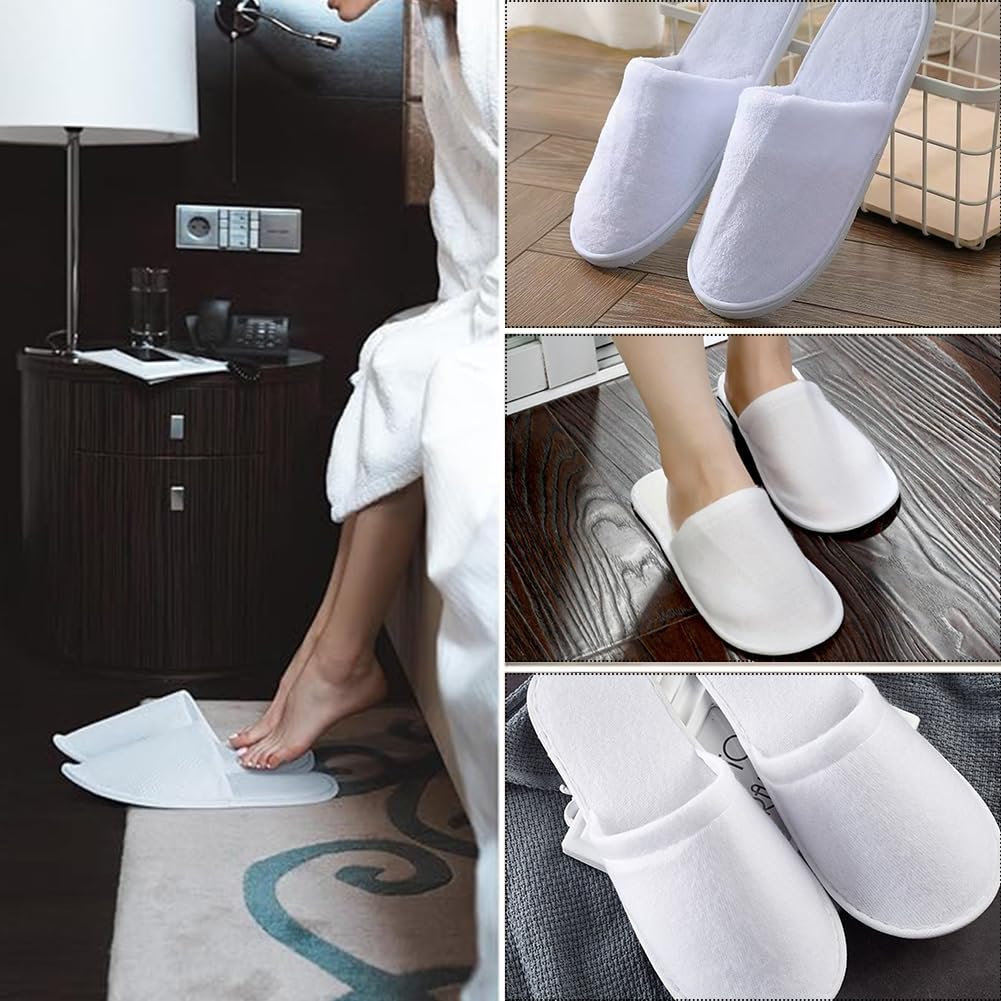 Pantofole Antiscivolo Monouso in Spugna Premium - 2 Paia per Hotel e Ospiti - Unisex per Spa e Casa, 29cm