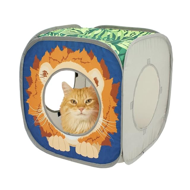 Kitty City Jungle Cube Combo: Cubo Plegable para Gatos, túnel y Cama