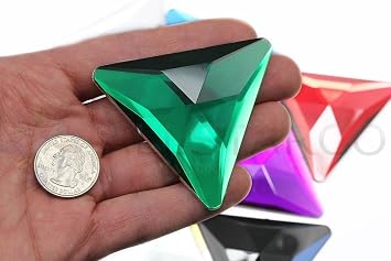 Allstarco 68mm Green Emerald H106 ذاتية اللصق مسطح الظهر مثلث كبير عصا تأثيري على الأحجار الكريمة حجر الراين البلاستيك جواهر للحرف اليدوية - 1 قطعة