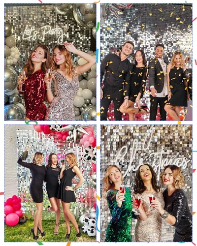 Silver Shimmer Wall Backdrop 12 Piezas 4x3 Ft miniatura 4