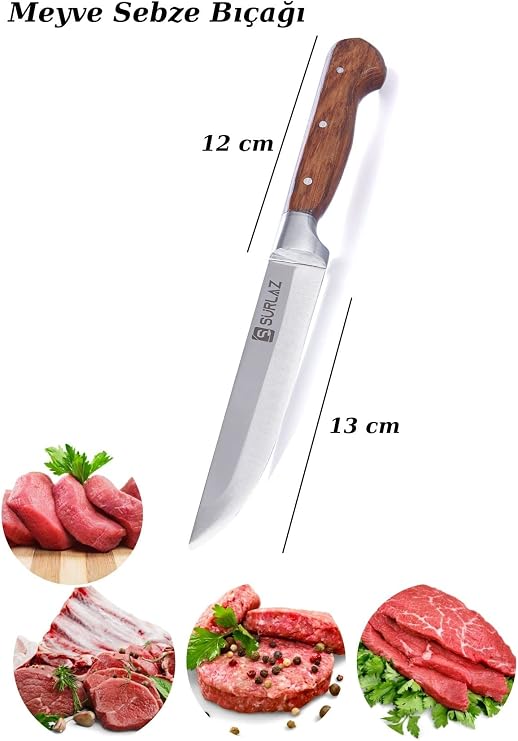 SürLaz Handmade Butcher Sacrifice Series Knife Set Meat Vegetable Swimming Stripping Knife Kitchen Sürmene Knife 4-piece