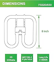 Vista 2 de Bombilla de repuesto F552D/830 para bombilla G E General Electric 40184, bombilla fluorescente 2D de 55 vatios, base GRY10Q-3 de 4 pines, 3000 K