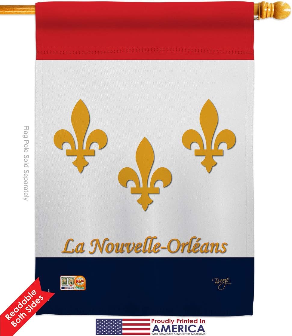 New Orleans House Flag Dowel Set Americana States USA American Territories Republic Country Particular Area Small Decorative Gift Yard Banner Double-Sided Made In 28 X 40