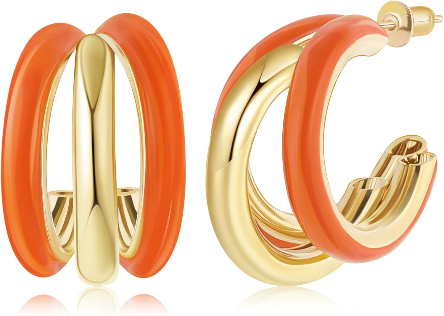 Gold Chunky Triple Hoop Earrings, Thick Three Open Hoop Earrings for Women Trendy Jewelry Gifts