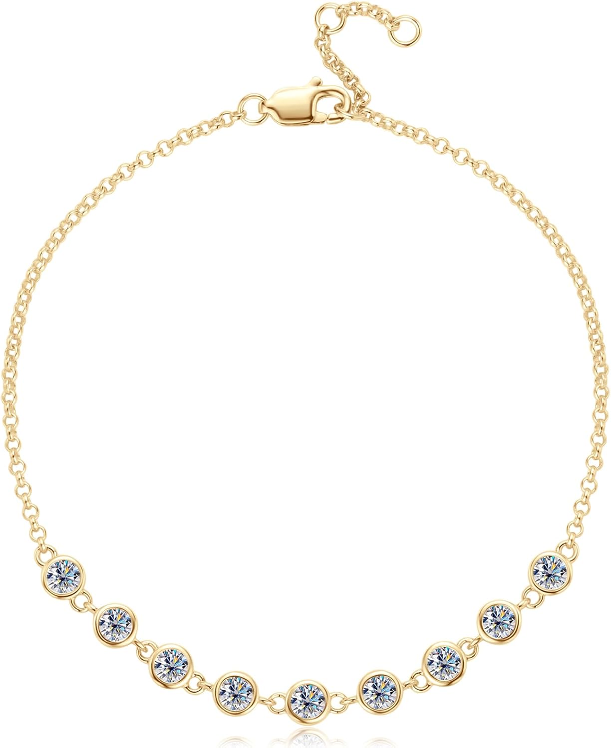 Moissanite Link Bracelet 0.9cttw D Color VVS1 925 Sterling Silver Delicate Precious Stylish Bracelet for Women Mom Birthday Gifts