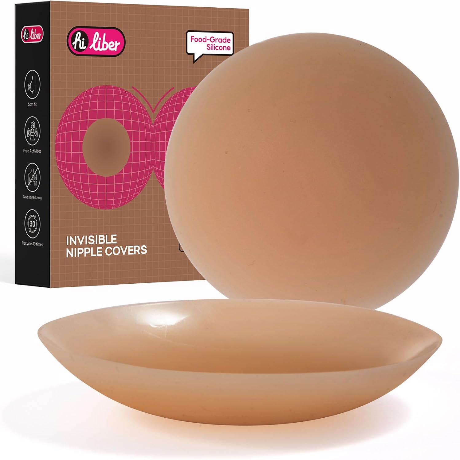 Nipple Covers for Women, Non-Adhesive Medical-grade Silicone Reusable Pasties, Sticks with Warmth, Stays Put