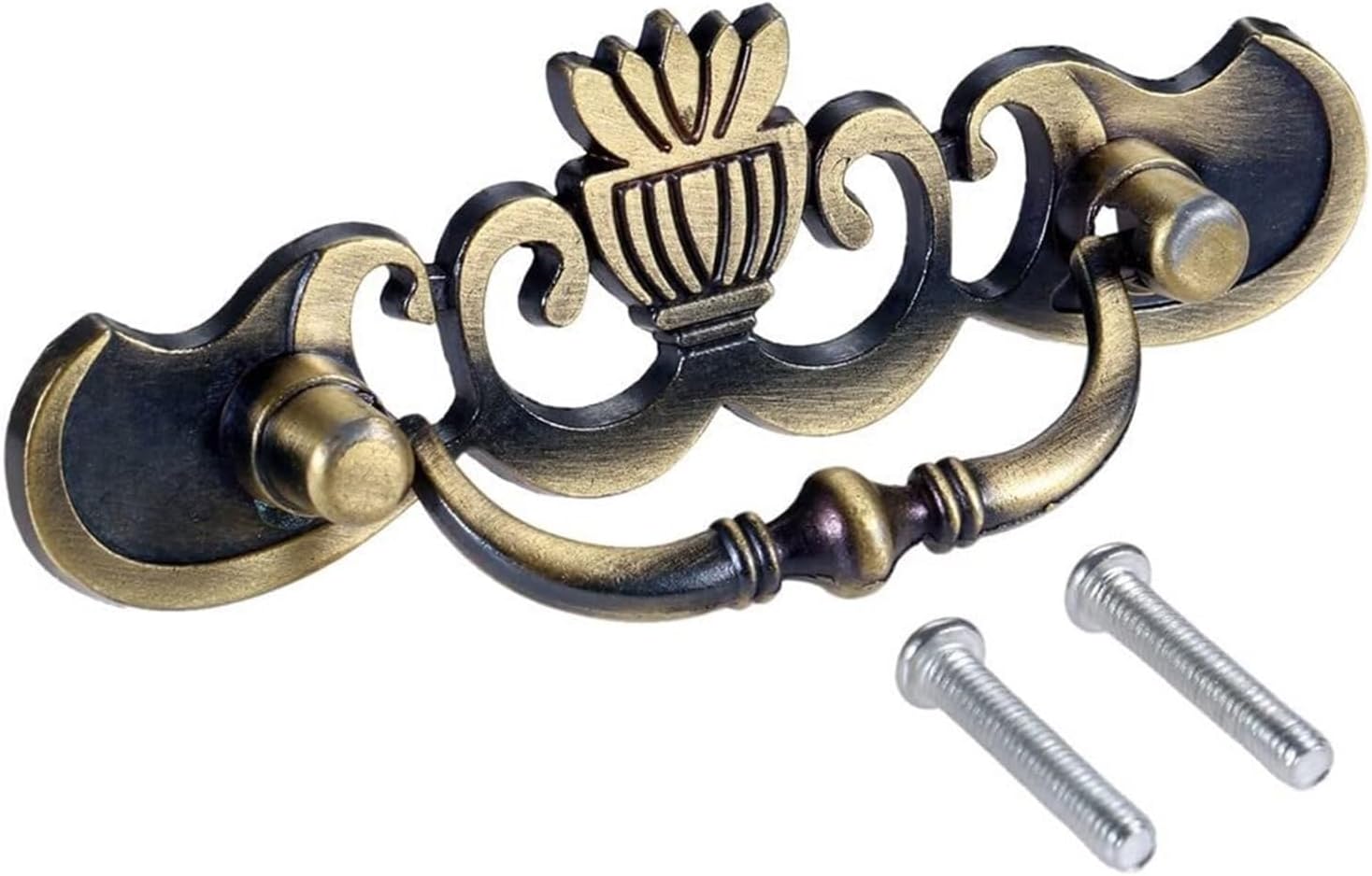 2 Antique Bronze Pulls Handle for Kitchen Cupboard Drawer Cabinet Door Retro Metal Handle Furniture Accessories, 96*38mm, Gray