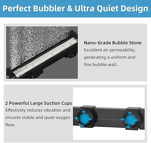 Submersible Aquarium Light 6Inch Fish Tank Light Bubbler Wall with Air Bubble Hole IP68 Waterproof Color Changing Led Light for Freshwater and Saltwater Aquariums Fish Tanks(6 Inch)