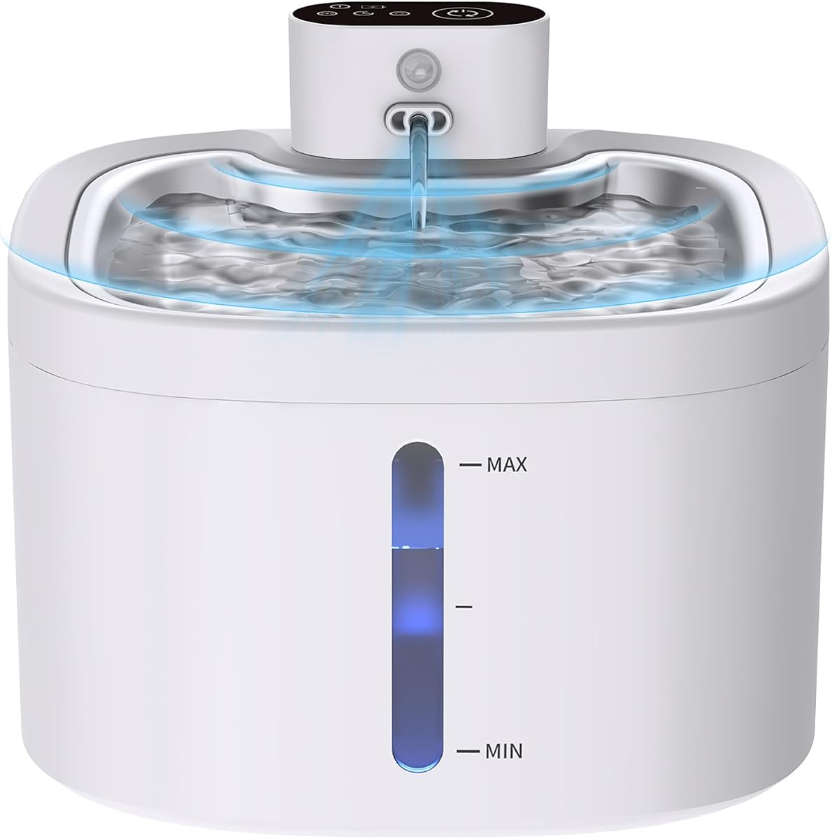 Fuente de agua para gatos inalámbrica: fuente de agua para mascotas de 118 oz/3,5 l con pilas para gatos en interiores con sensor de movimiento, fuente automática silenciosa con bandeja de acero inoxidable (2 filtros)