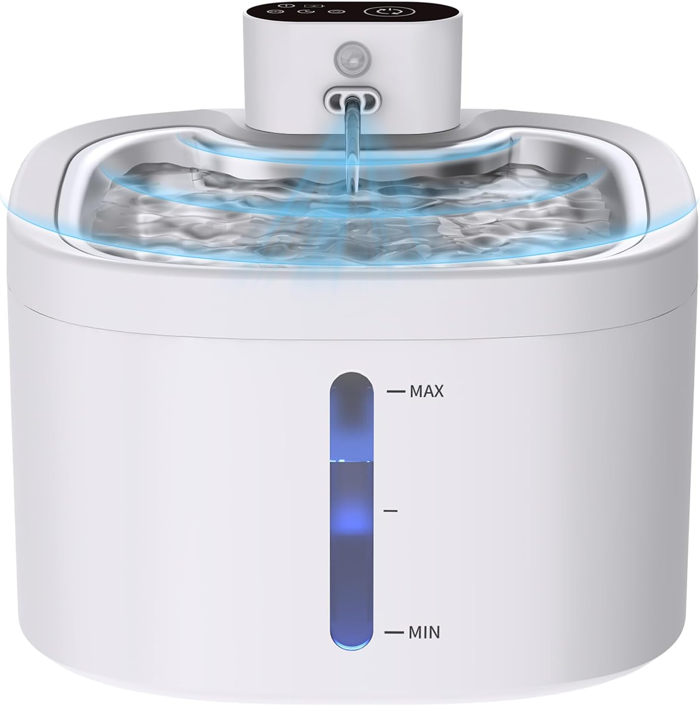 Wireless Cat Water Fountain, 118oz/3.5L Battery Operated Pet Water Dispenser with Stainless Steel Tray, Ultra Quiet Automatic Fountain with Motion Sensor for Cats Dogs(Cat Fountain+2Filters)