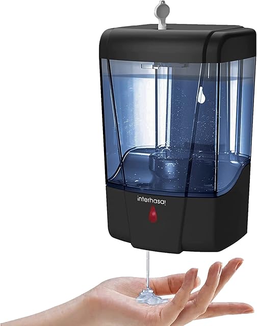 interhasa! Hand Sanitizer Dispenser Wall Mounted Automatic Commercial Liquid Soap Dispenser Liquid/Gel Touchless Hand Soap Sanitizer Dispenser for Kitchen Bathroom 600ml/20oz (Black)