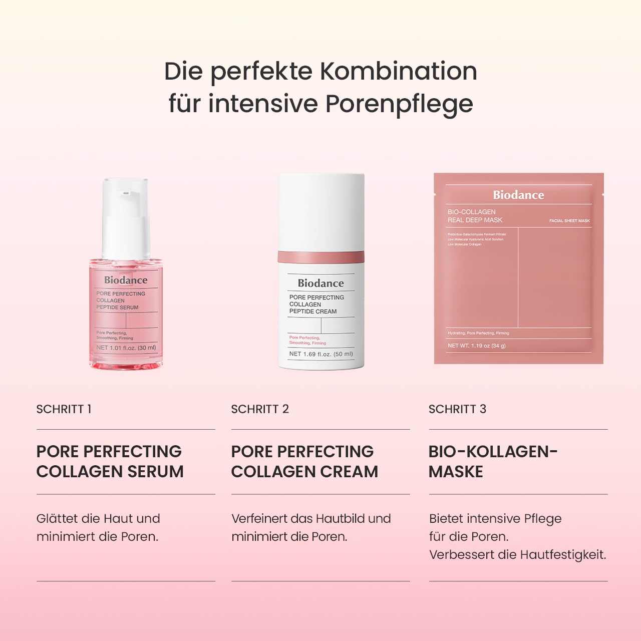 BIODANCE Pore Perfecting Kollagen-Peptidcreme, feuchtigkeitsspendend, auffüllend, Porenpflege, straffende Gesichtspflege, koreanische Hautpflege, Geschenke für Frauen, 50 ml