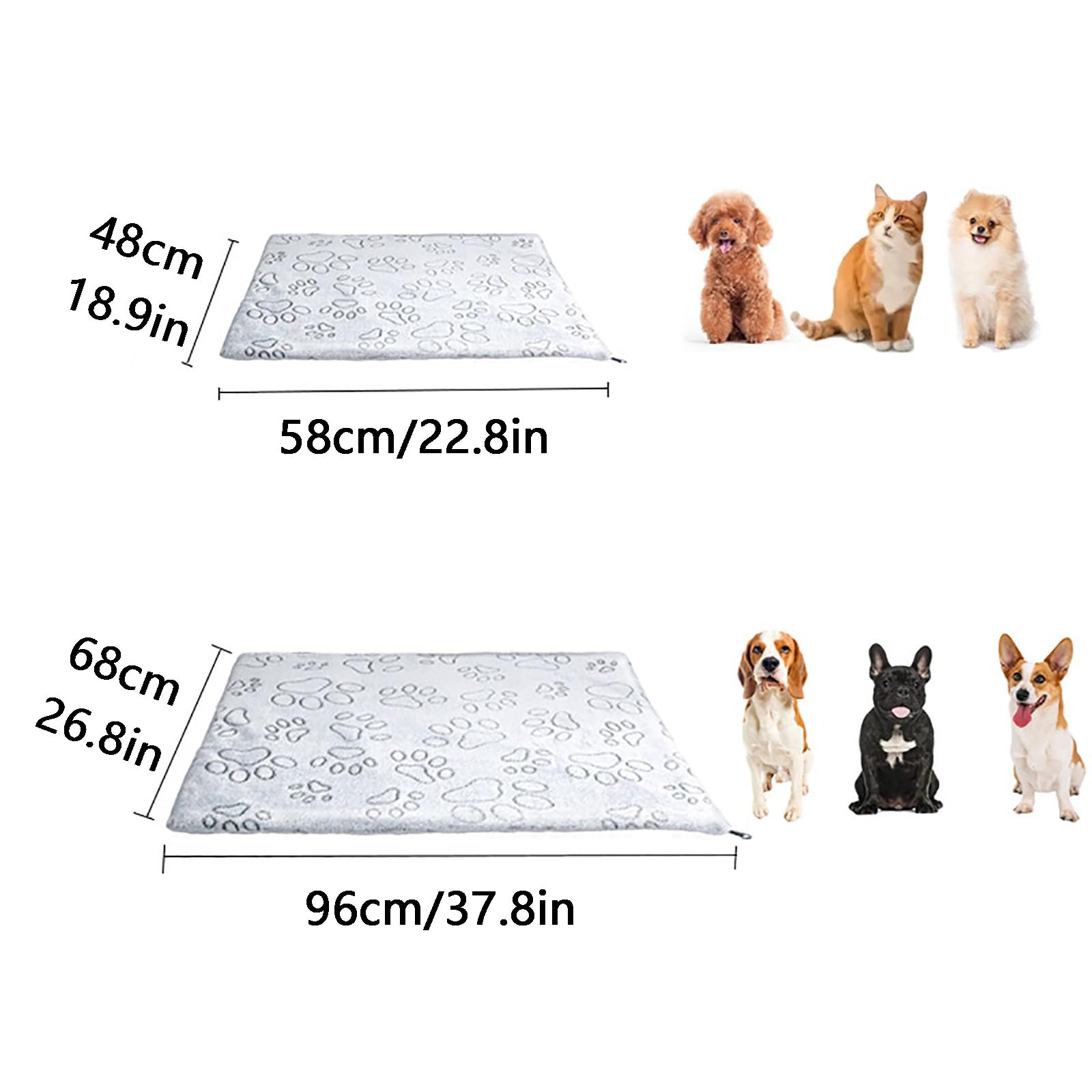 Lot de 2, Tapis Auto Chauffant Chat, Tapis Chauffant pour Animaux, Déhoussable et Lavable, Doux et Confortable, Antidérapant, sans Électricité(White,Medium)