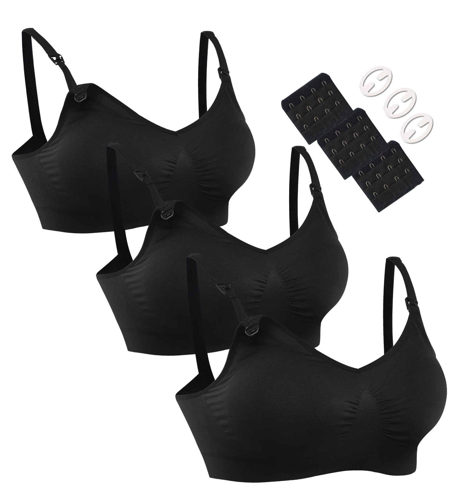 HOFISH Maternity Nursing Bras for Breastfeeding Comfort Seamless Wirefree Pregnancy Bras S-XXL with Bra Extenders & Clips — view 17
