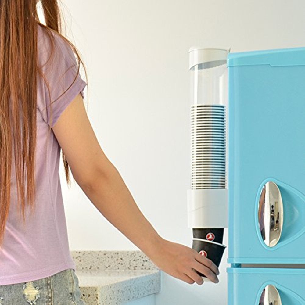 Yosoo Dispenser per Tazza di Carta, 50 Pezzi Vite a Ventosa a Doppio uso Distributore Bicchieri di Plastica per Casa Ufficio Ospedale