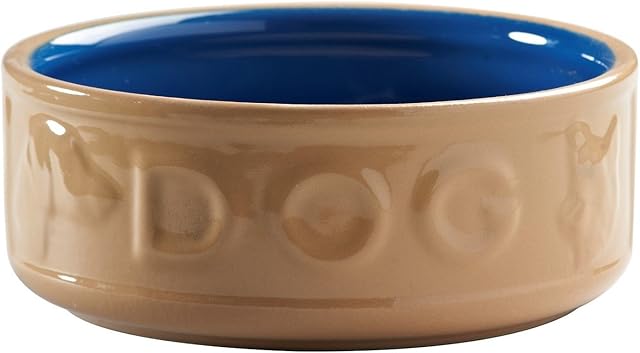 Mason Cash Lettered Dog Bowl, Cane and Blue, 18 cm