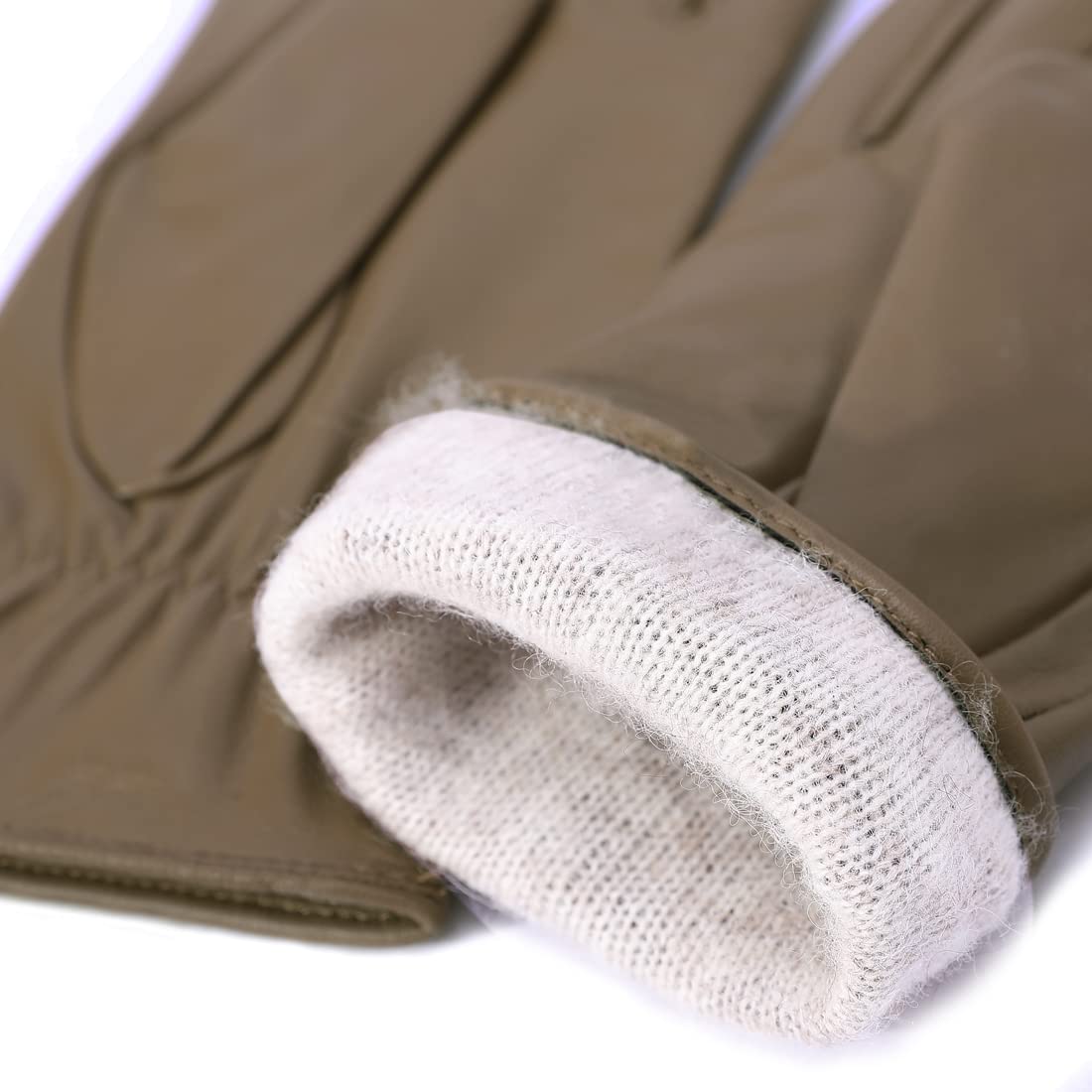 Harssidanzar Guanti invernali da donna in pelle Fodera in caldo cashmere Touch screen Finitura vintage GL017EU