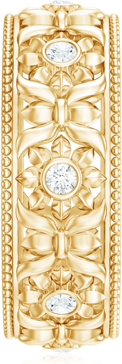 Natural Diamond Flower Wedding Band, Hi Color Si Clarity, Certified Diamond Wedding Band for Women (Ready to Gift)
