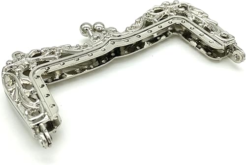 Miniatura 6 de 3dancraftit Aleación de zinc vintage en relieve para coser, cierre de beso, monedero, bolsa, marco de embrague de 4 x 2 pulgadas, níquel D22