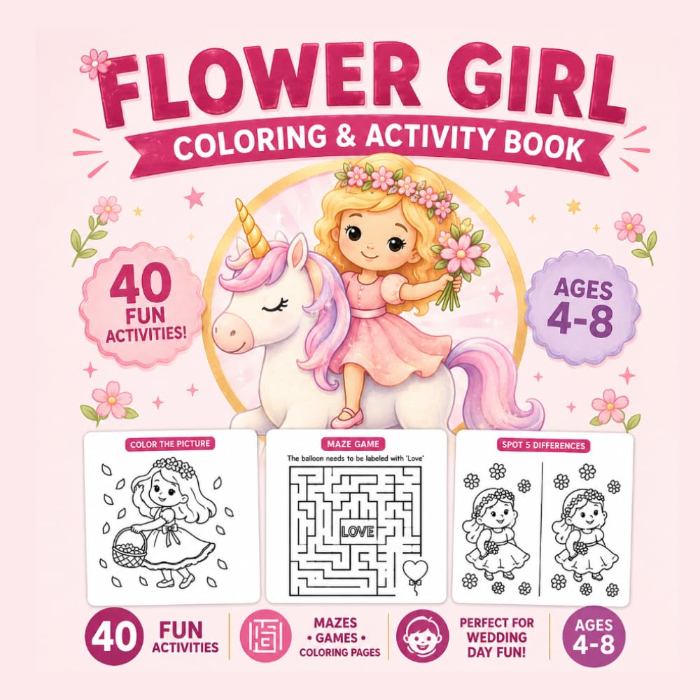 Flower Girl Coloring and Activity Book