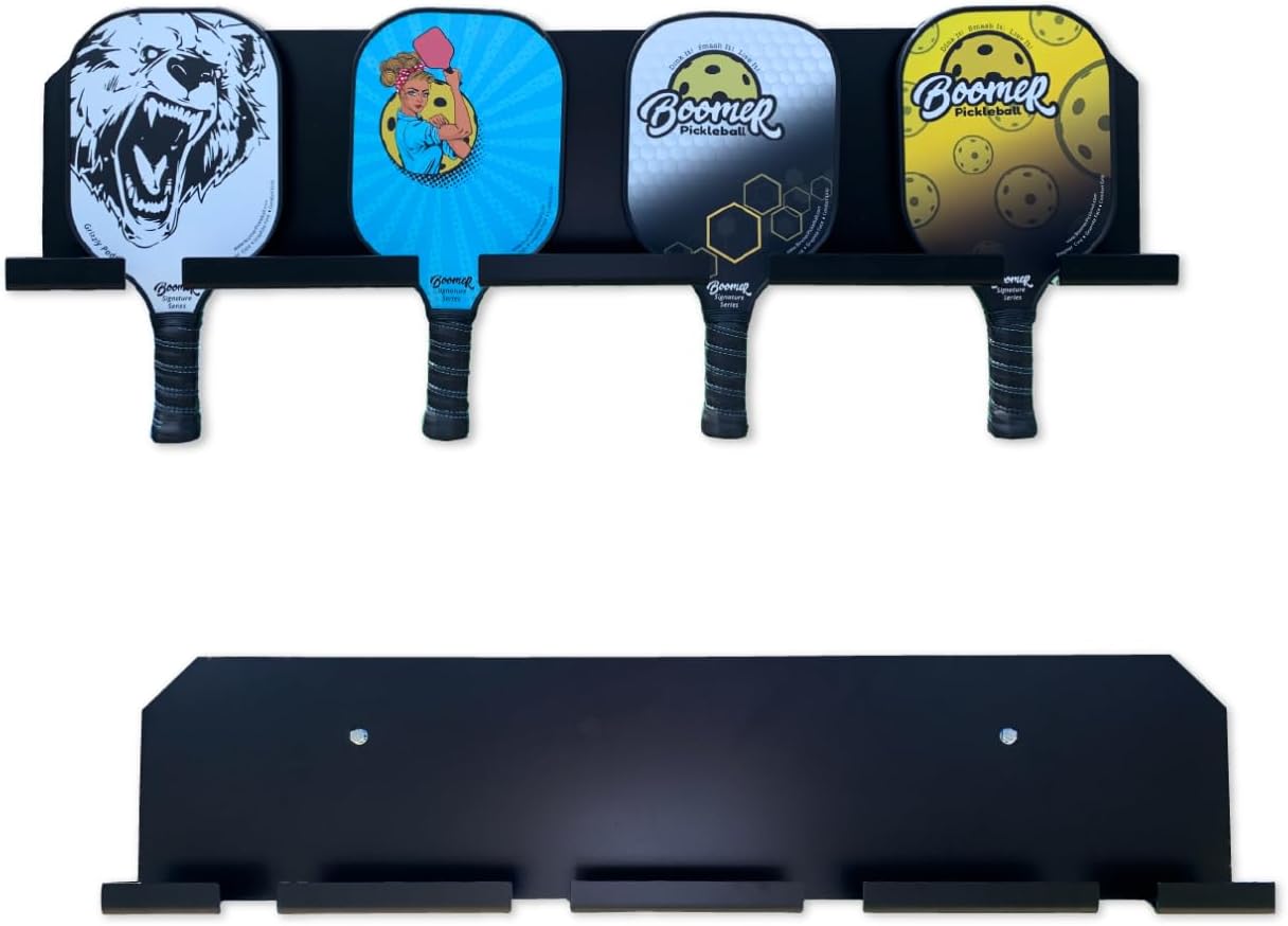 Boomer HD Pickleball Paddle Rack – Holds 4 or 8 Paddles – Track Players “Next-Up” on The Court – Heavy-Duty 1/8” Steel with Weather-Proof Powder Coating