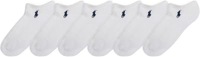 POLO RALPH LAUREN Women's Classic Sport Flat Knit Low-Cut Socks (6-Pack) | Authentic Polo Ralph Lauren, Soft Breathable Cotton Blend, Reinforced Heel-Toe Durability, Gift for Any Occasion