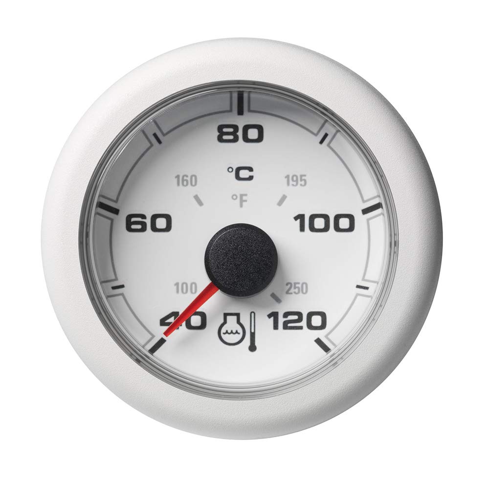 A2C1065970001 - Aftermarket Replacement 52MM 2-1/16 Inch Oceanlink Coolant Temperature Gauge - 120 and Degc/250 and Degf - White Dial and Bezel Compatible with Veratron