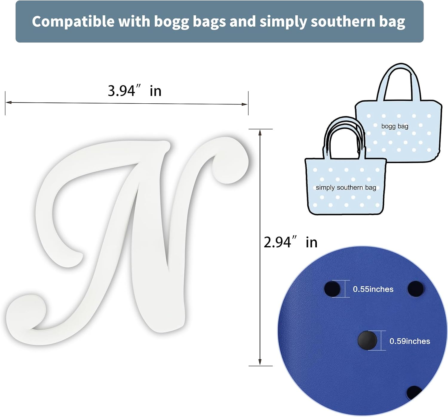 Letter Charms for Bog Bag,Decorative Alphabet Bogg Bag Accessories Lettering Insert Charm Compatible with Bogg Bag Original Models,Charms for Rubber Beach Tote Bag White N image 5