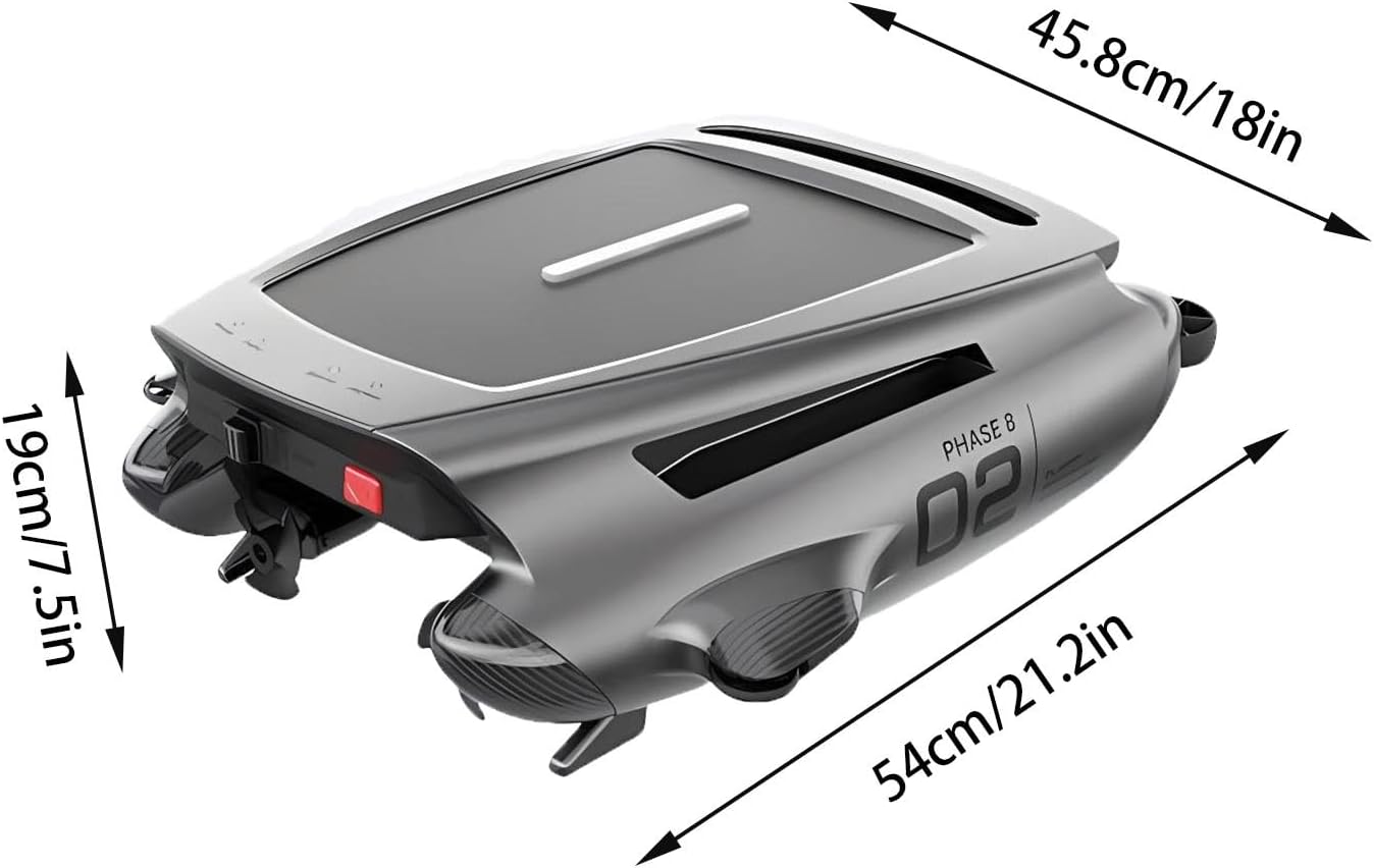 Automatic Solar Powered Pool Skimmer, Cordless Surface Cleaner Robot for Most Pool Shapes, Smart Obstacle Avoidance, 28 Hours Cleaning Time, APP Remote Control
