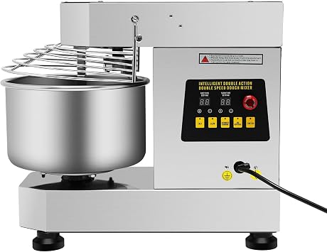 750W Commercial-Grade Stainless Steel Dough Kneader, 10L Capacity Electric Spiral Mixer, 110V Rotating Dough Kneading Machine for Kneading Dough, Mixing Salads