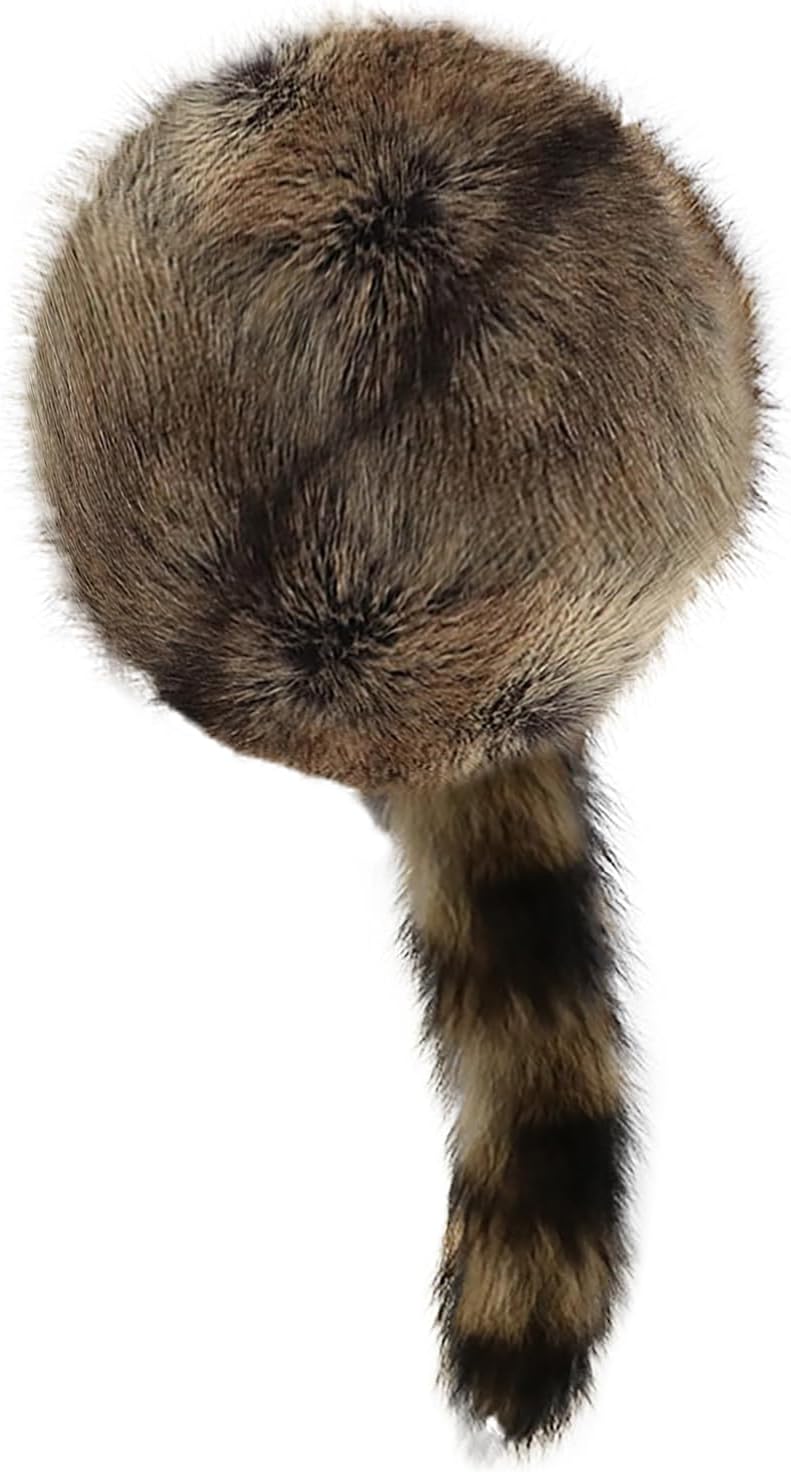 MioCloth Cute Raccoon Tail Animal Costume Teen Adult Faux Fur Hat Xmas Gift for Women Girl Kid Cold Weather Warm Plush Hat