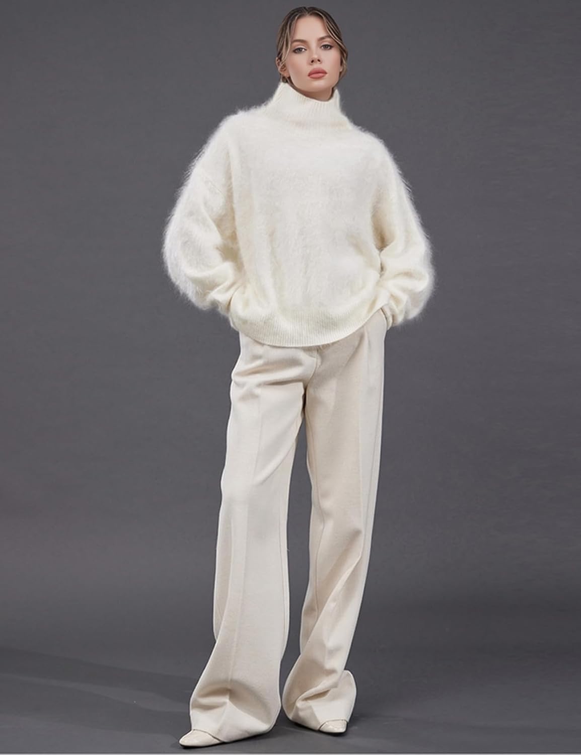 Women's Turtleneck Sweater Oversized Long Sleeve Fuzzy Knit Warm Sweaters 2026 Fall Pullover Tops - Image 7