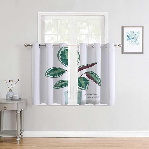 Miniatura 2 de Light Blocking Curtains Potted Plant Grommet Short Folding Accordion Doors for Closets Cortinas para Ventanas De Cuarto 72Inch Width by 85Inch