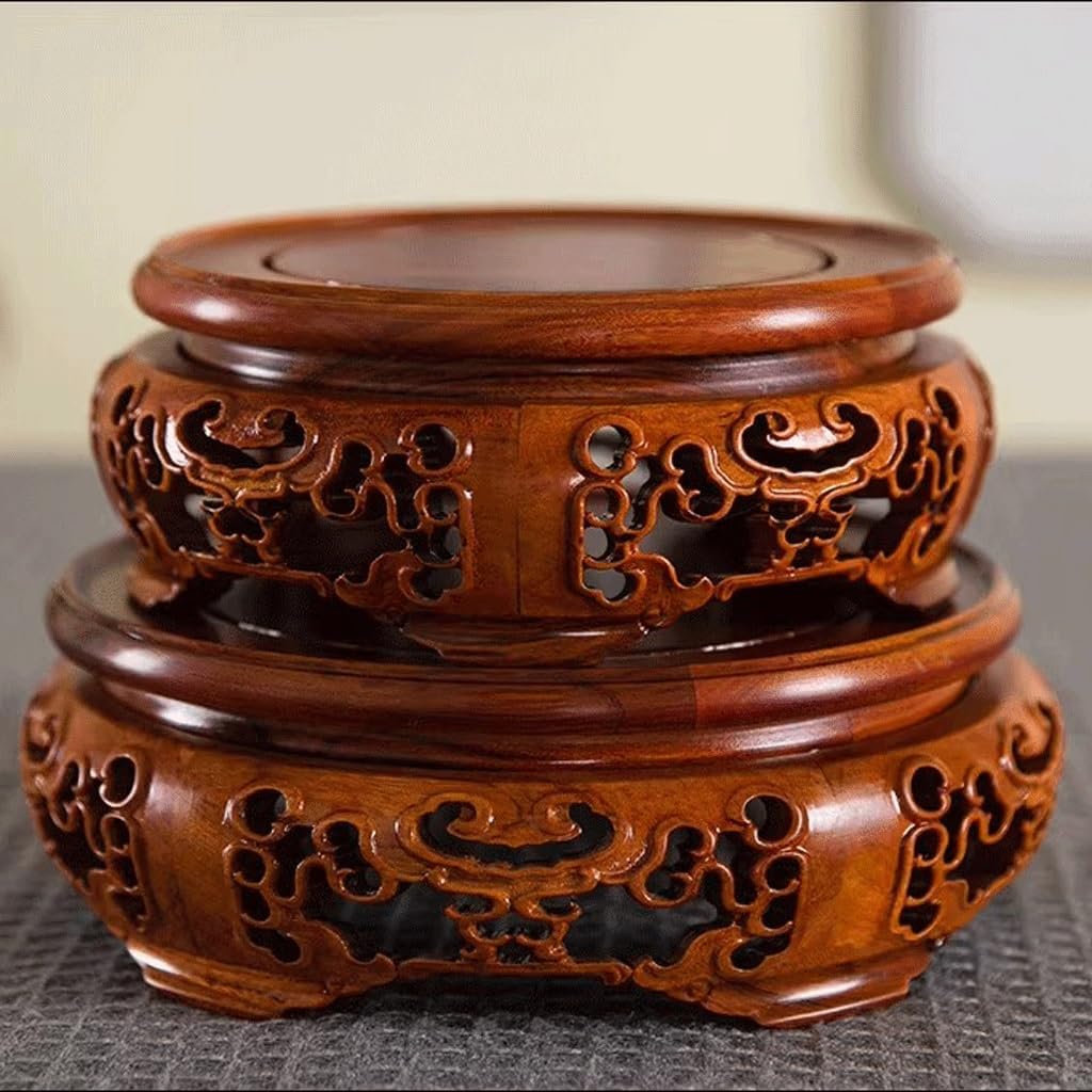Bonsai Pedestal Vase Pedestal Stands Rosewood Round Teapot Fish Tank Buddha Statue Vase Flower Pot Base Wooden Solid Wood Bracket Ornament Seat Planter Stand Plant Holder