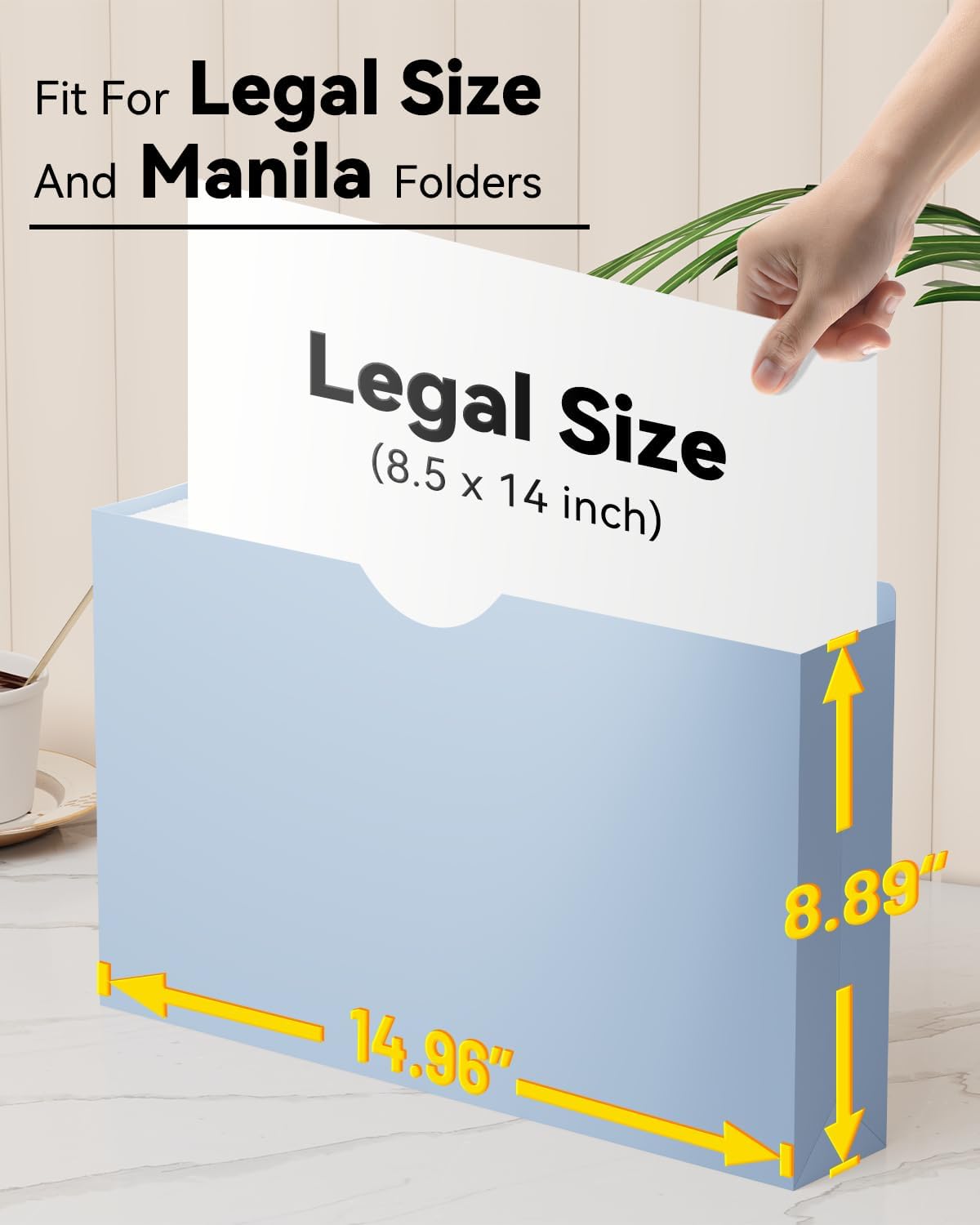 ANSOOK Plastic Manila File Jackets & File Pockets,Extra Capacity 2" Legal Size Manila Job File Folder,12 Pack Expansion Project File Jackets,Heavy Duty Legal File Cabinet Folder with Straight Cut Tab